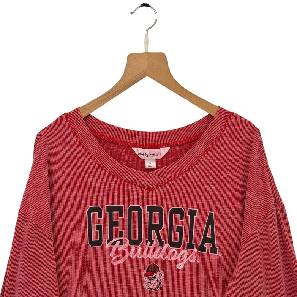 Flying Colors Women's L Red Georgia Bulldogs‎ "Bailey II" V-Neck Tunic Tri-Blend